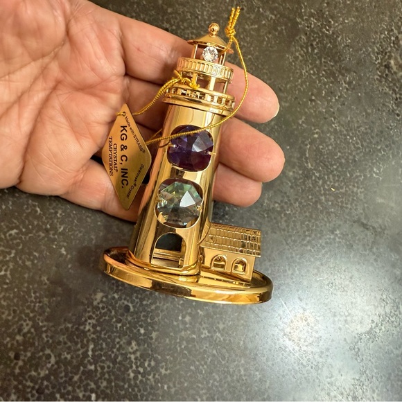Crystal Elements Other - Crystal Temptations Gold Lighthouse Figurine with Crystals 24k plated